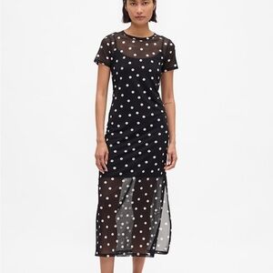 GAP Black and White Polka Dot Midi Dress